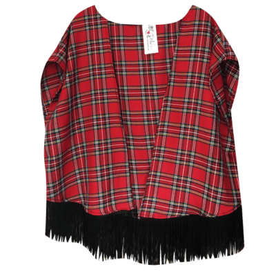 RED TARTAN TASSEL KIMONO