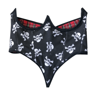 BLACK SKULLS UNDER BUST CORSET