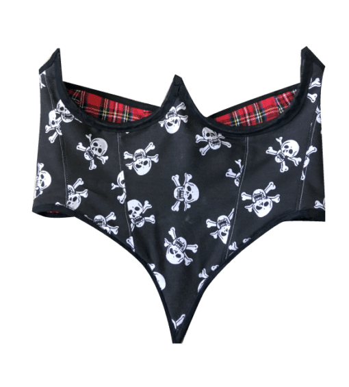 BLACK SKULLS UNDER BUST CORSET