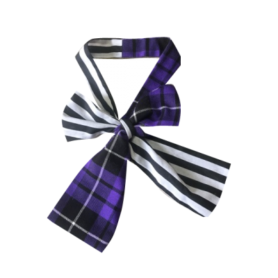 PURPLE TARTAN STRIPE NECK HEAD SCARF