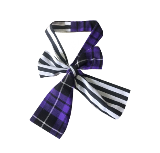 PURPLE TARTAN STRIPE NECK HEAD SCARF
