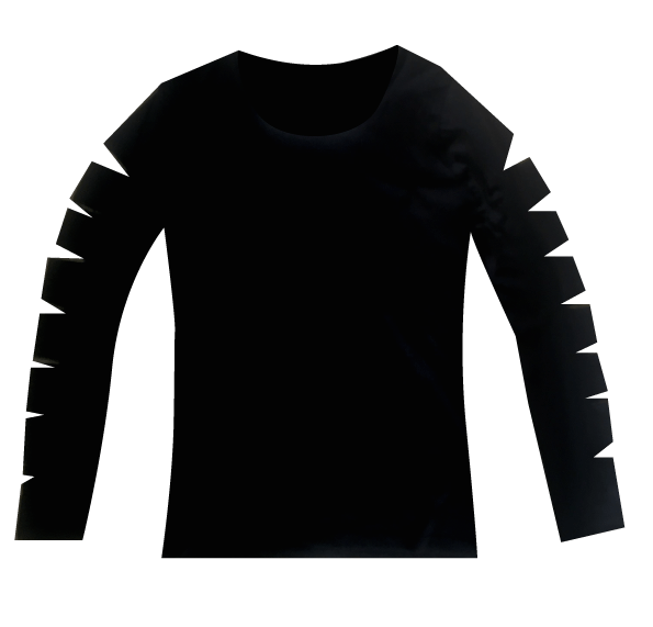 SLASHED ARM TOP BLACK LONG SLEEVE