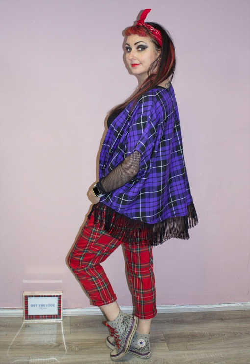 PURPLE TARTAN TASSEL KIMONO - Image 2