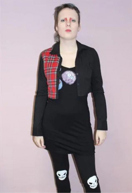BLACK RED TARTAN PANEL SHIRT - Image 3