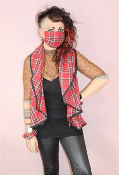 RED TARTAN CROPPED CAPE - Image 2