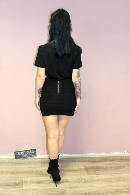 BLACK SKULLS PRINT PATCH POCKET SKIRT - Image 7