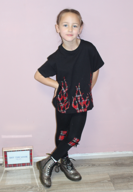 KIDS FIRE TARTAN T-SHIRT - Image 2