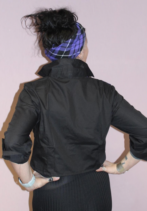 BLACK PURPLE TARTAN PANEL SHIRT - Image 4