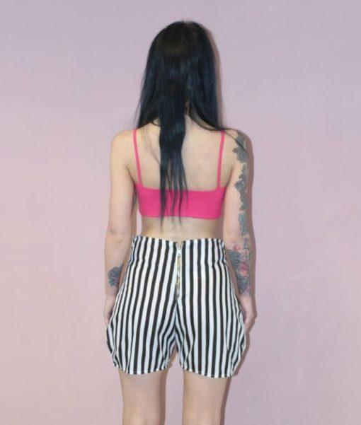 BLACK AND WHITE STRIPE PRINTED SHORTS - Image 4