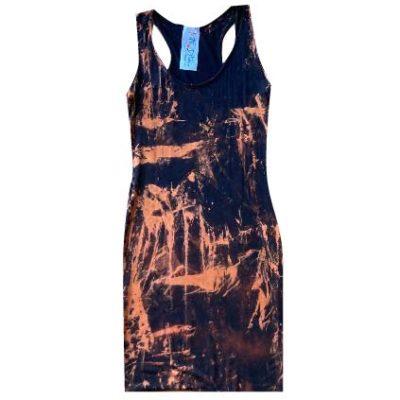 BLACK ACID WASH VEST MINI DRESS