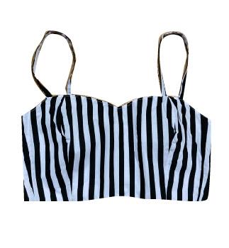 BLACK & WHITE STRIPED BRALET CROP TOP