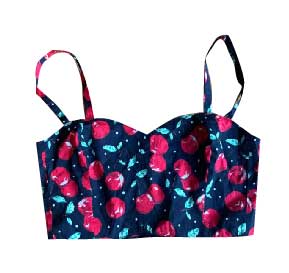 BLACK RED CHERRY BRALET CROP TOP