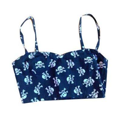 BLACK & WHITE SKULL BRALET CROP TOP