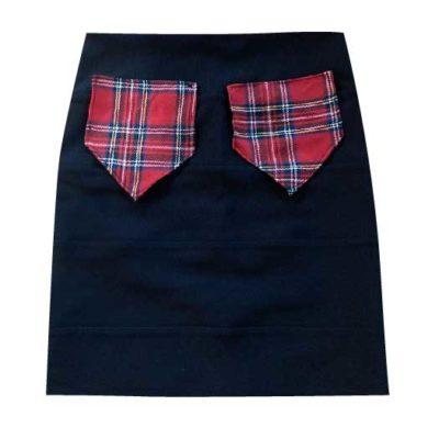BLACK RED TARTAN PATCH POCKET SKIRT
