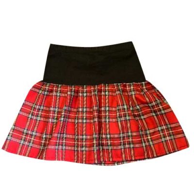 RED TARTAN BLACK DROP WAIST MINI SKATER SKIRT