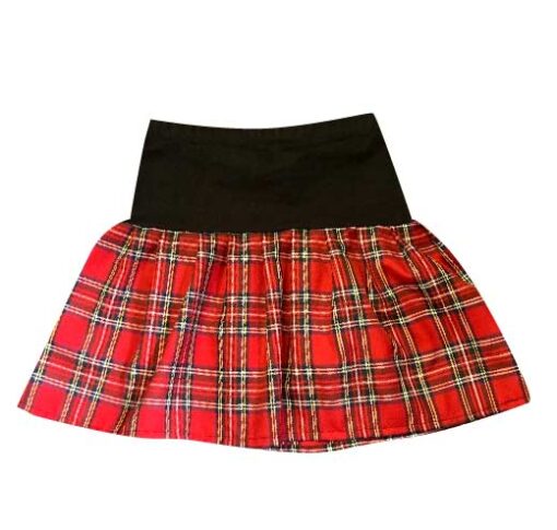 RED TARTAN BLACK DROP WAIST MINI SKATER SKIRT