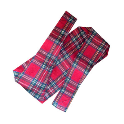 RED TARTAN LONG TIE BOW BANDANA