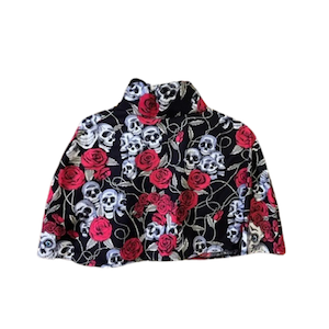 SKULL ROSE BOXY COLLAR CAPE
