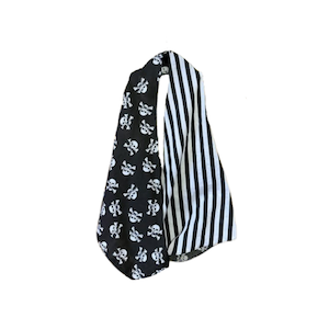 SKULLS & STRIPES WRAP HALTER NECK TIE TOP
