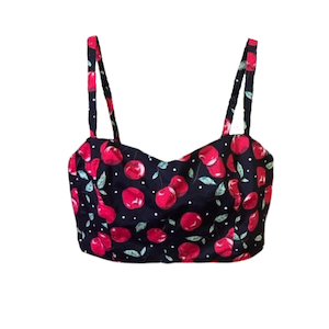 CHERRY PRINT BRALET CROP TOP