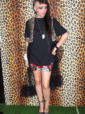 LEOPARD PRINT LONG NET RUFFLE WAISTCOAT