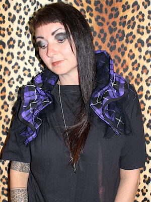 PURPLE TARTAN RUFFLE NET BOLERO