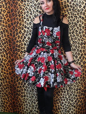 SKULL ROSE PINAFORE DRESS