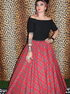 RED TARTAN MAXI FULL LENGTH SKIRT
