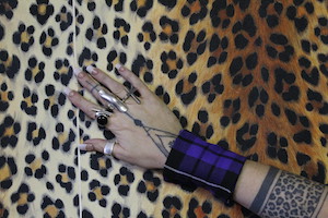 PURPLE TARTAN CHUNKY CUFF BRACELET