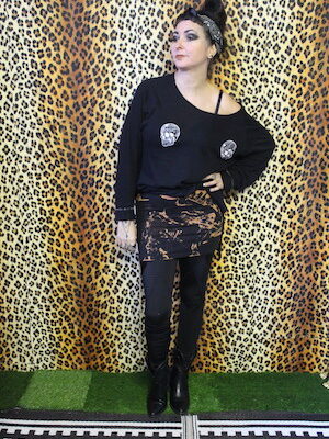 BLACK ACID WASH MINI SKIRT