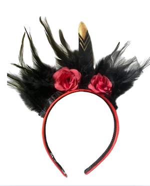 HANDMADE RED FEATHER BURLESQUE HEADBAND CROWN