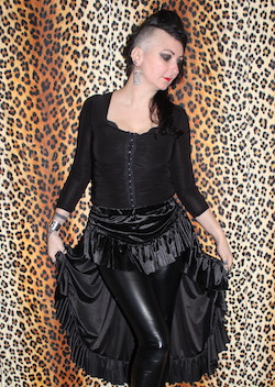 BLACK VELVET HANDMADE FRILL ROCKABILLY LONG SKIRT