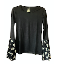 BLACK SKULL, LONG FLARED SLEEVE PUNK TOP