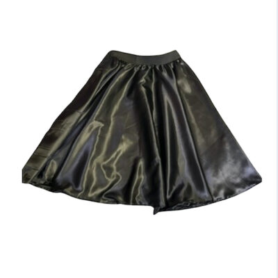HANDMADE BLACK SATIN FULL CIRCLE MIDI SKIRT