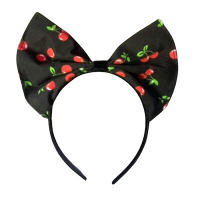 HANDMADE ROCKABILLY CHERRY HEAD BOW BAND