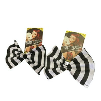 HANDMADE BLACK WHITE STRIPED SHOE BOW CLIPS