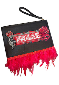 ROCKABILLY FREAK FEATHER CLUTCH BAG PURSE