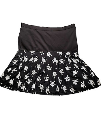 BLACK SKULL STRETCH SKATER GOTH MINI SKIRT