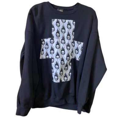 BLACK PUNK CROSS SKULL UNISEX JUMPER
