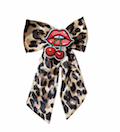 ROCKABILLY LEOPARD PRINT & CHERRY LIPS HAIR BOW