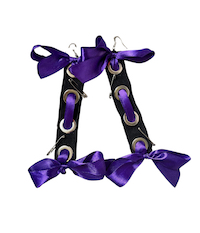 LONG PURPLE PUNK RIBBON AND EYELET EARRINGS