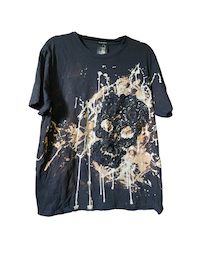 BLACK UNISEX HAND-DYED PRINT LACE SKULL GRUNGE GOTH TEE