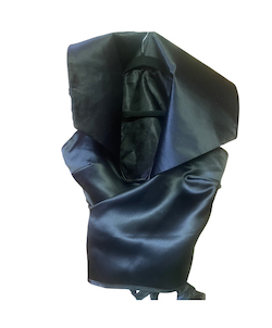 HIGH NECK WRAP TOP BLACK SATIN PUNK ROCKABILLY GOTHIC UNIQUE VAMPIRE