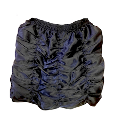 BLACK SATIN RUCHED MINI SKIRT ROCKABILLY PUNK GOTHIC