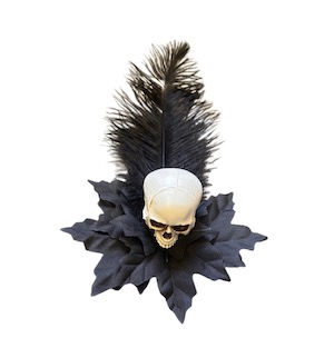 GOTHIC BLACK FEATHER & SKULL FASCINATOR HAIR CLIP