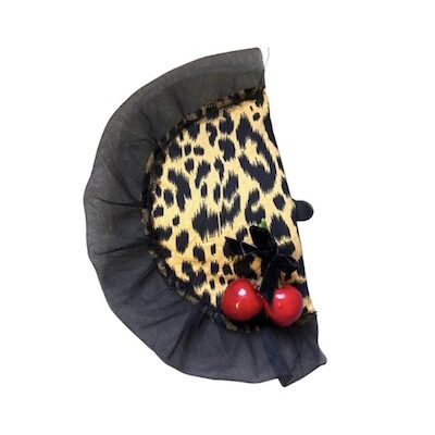 HANDMADE LEOPARD PRINT & CHERRY FASCINATOR