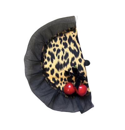 HANDMADE LEOPARD PRINT & CHERRY FASCINATOR