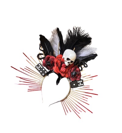 HANDMADE FLORAL & SPIKES SKULL HEADBAND CROWN
