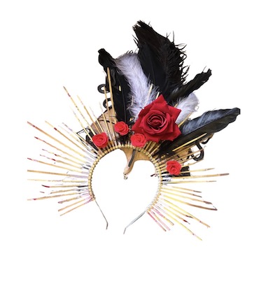 HANDMADE FLORAL & SPIKES SKULL HEADBAND CROWN - Image 3