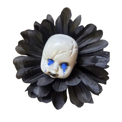 GOTHIC BLACK FLOWER DOLL FACE HAIR CLIP